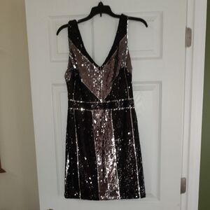 B Darlin Juniors Sparkling Black and Silver Dress